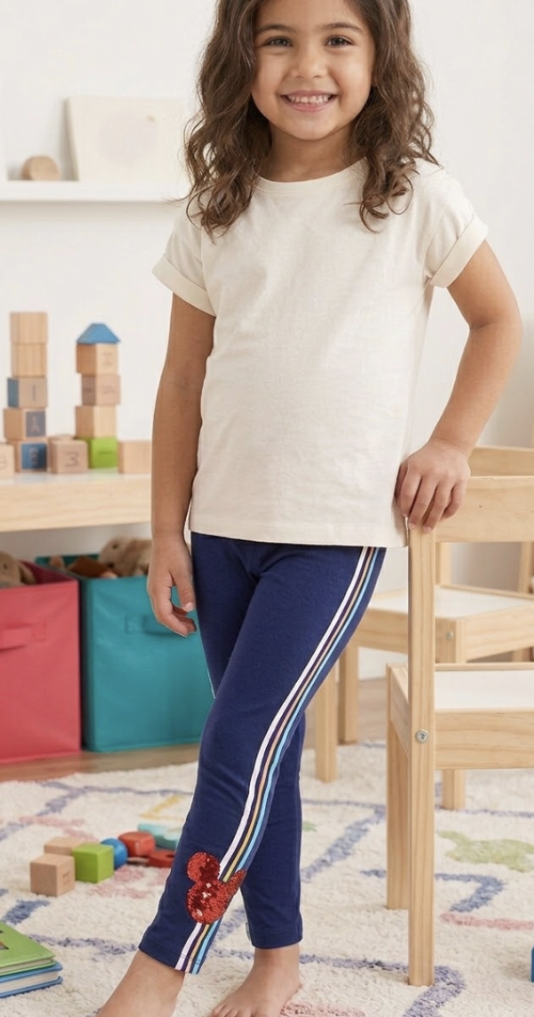 Lányka leggings flitterrel- Minnie, kék Méret: 122 (7éves)