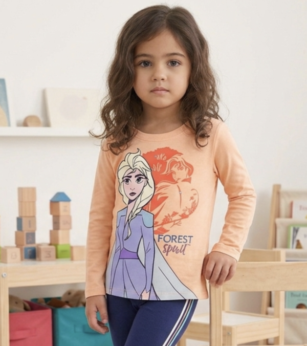 Kislány hosszú ujjú póló- Jégvarázs, púderszín Méret: 98 (24-36hó)