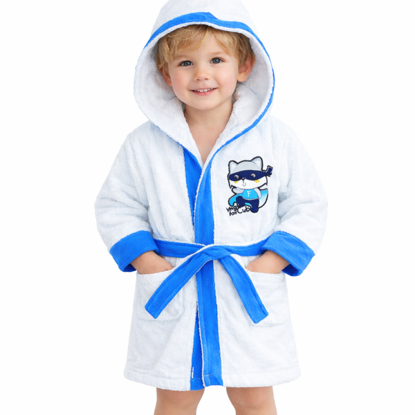 Baba és gyermek fürdőköpeny- Róka, kék Méret: 4 éves