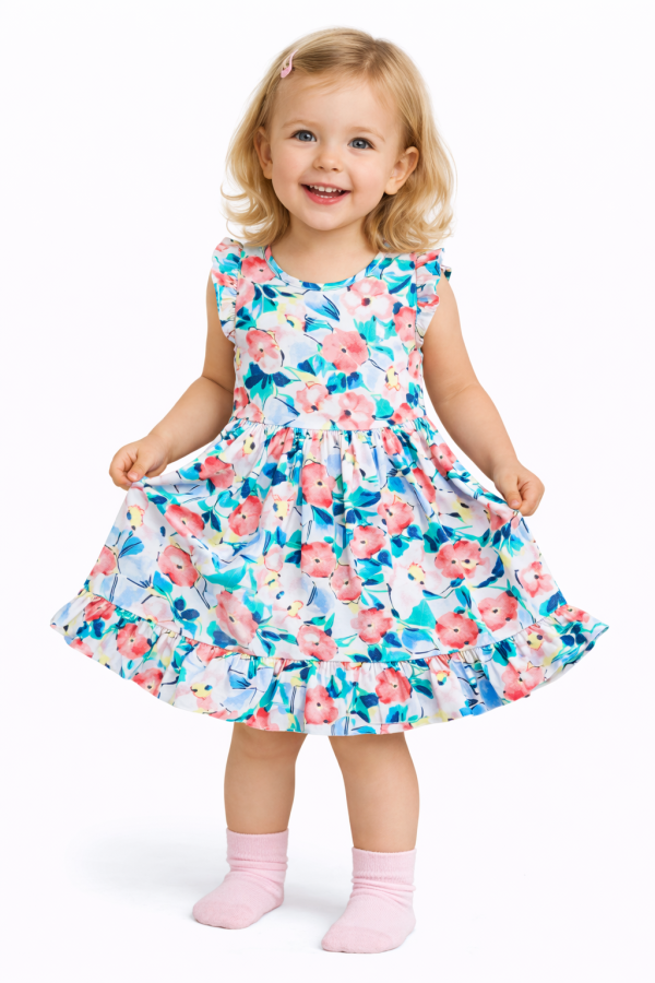 Kislány nyári ruha- Színes virágok Méret: 110 (5éves)