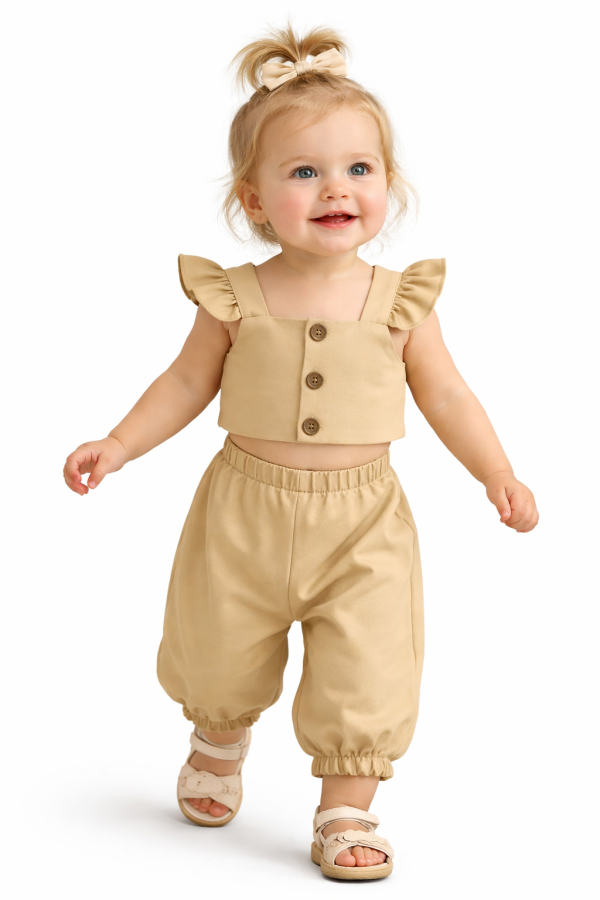 Nyári szett kislányoknak - Sofia, bézs Méret: 68 (4-6hó)