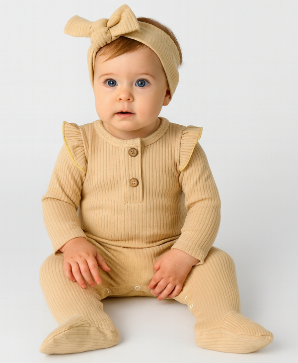 Rugdalózó hajpánttal- Bézs Méret: 68 (4-6hó)