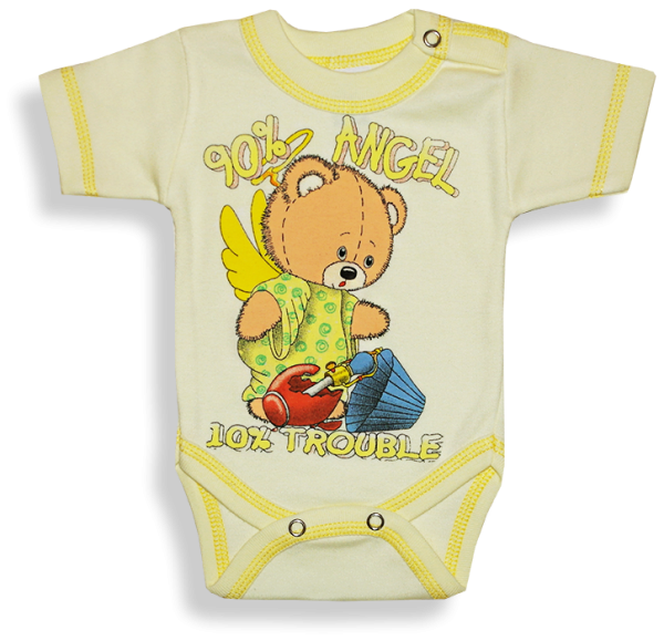 Baba body - rövid ujjú, ANGEL, sárga Méret: 80 (9-12hó)