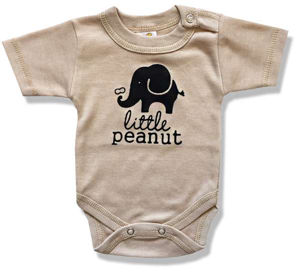 Baba body - rövid ujjú, Elefánt, barna Méret: 68 (4-6hó)