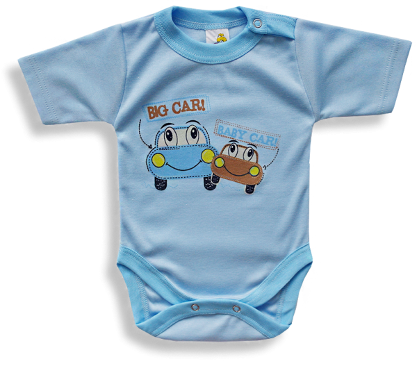 Baba body, rövid ujjú - BIG CAR, kék Méret: 62 (2-4hó)