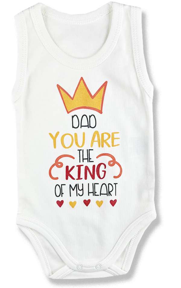 Baba ujjatlan body, kombidressz- Apa a szívem királya Méret: 56 (0-2hó)