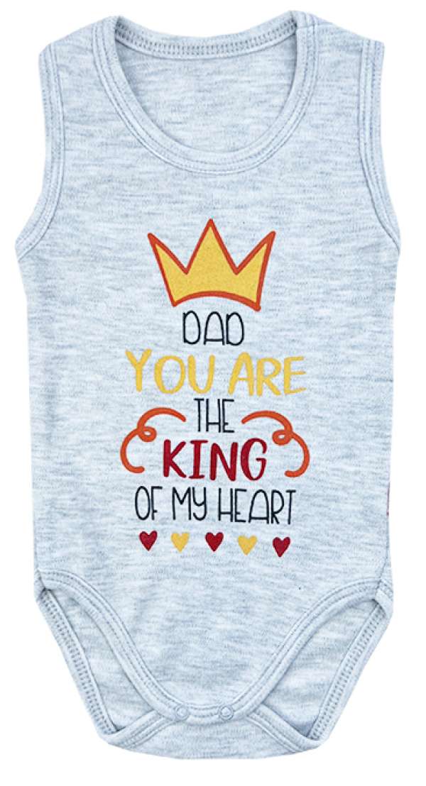 Baba ujjatlan body, kombidressz- Apa a szívem királya, szürke Méret: 62 (2-4hó)