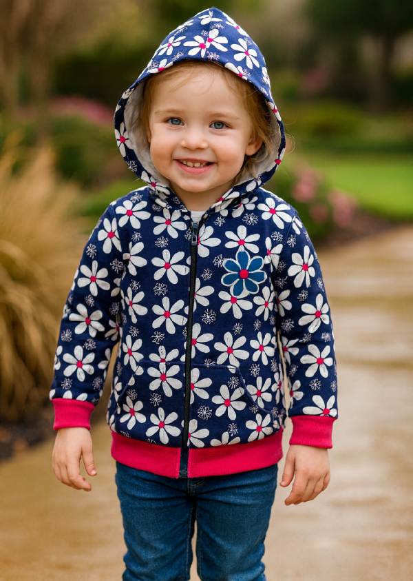 Kislány cipzáras melegítő felső- Virágok Méret: 110 (5éves)