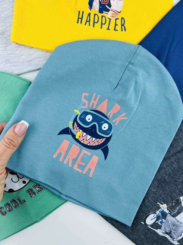 Baba sapka- Shark Area, kék 9-18hó