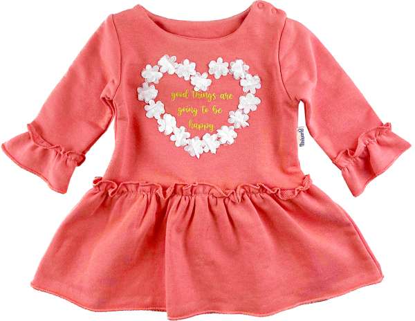 Lányka ruha- Szivecske, lazacszín Méret: 74 (6-9hó)
