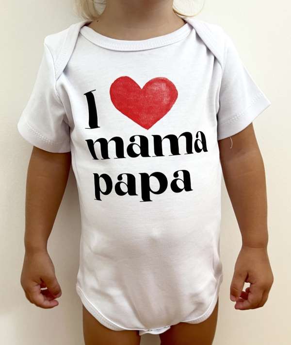Baba body, rövid ujjú- Szeretem anyucit és apucit Méret: 86 (12-18hó)