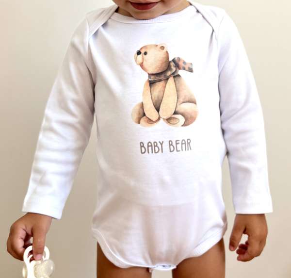 Egyedi baba body, hosszú ujjú- Baba medve Méret: 86 (12-18hó)