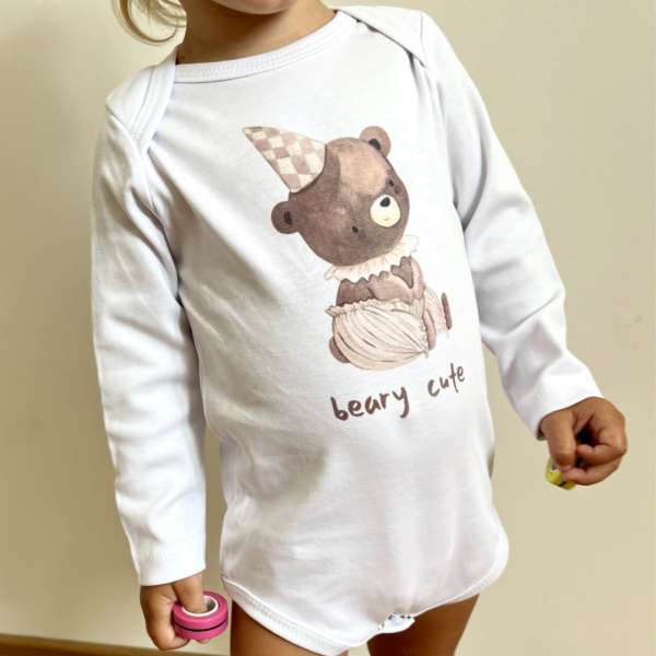 Egyedi baba body, hosszú ujjú- Cuki maci Méret: 62 (2-4hó)