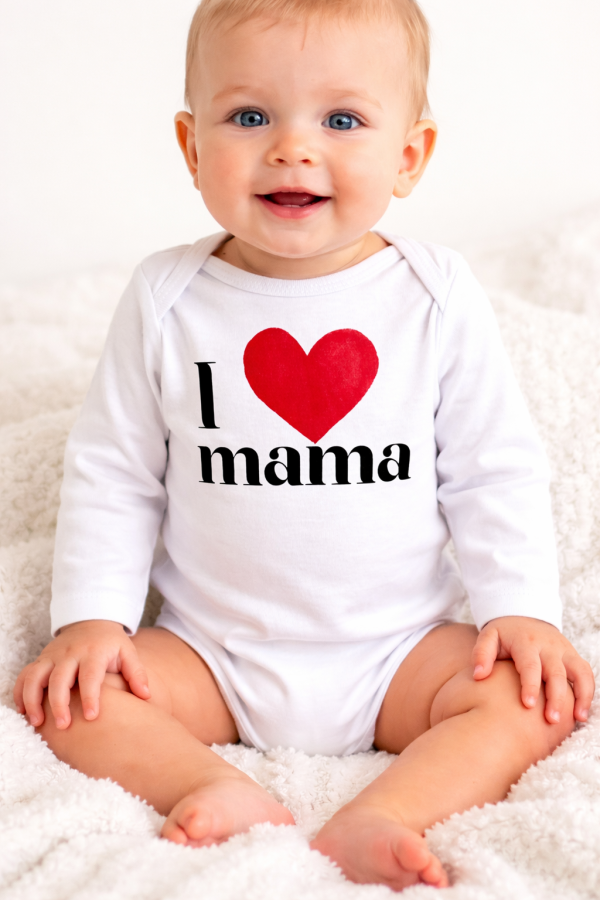 Egyedi baba body, hosszú ujjú- Szeretem anyát Méret: 86 (12-18hó)