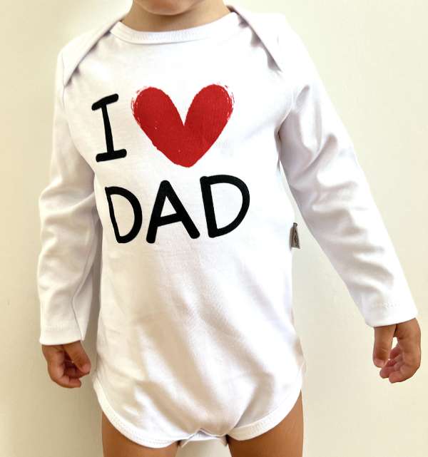 Egyedi baba body, hosszú ujjú- Szeretem apát Méret: 80 (9-12hó)