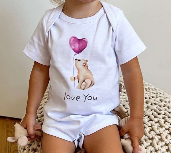 Egyedi baba body, rövid ujjú- Szeretlek Méret: 98 (24-36hó)