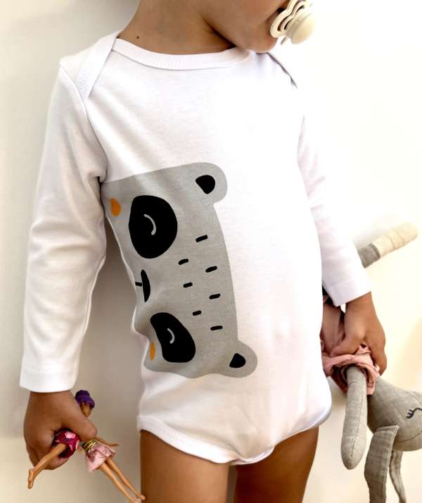 Egyedi baba body, hosszú ujjú- Pandamaci Méret: 86 (12-18hó)
