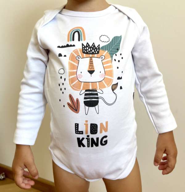 Egyedi baba body, hosszú ujjú- Oroszlánkirály Méret: 86 (12-18hó)