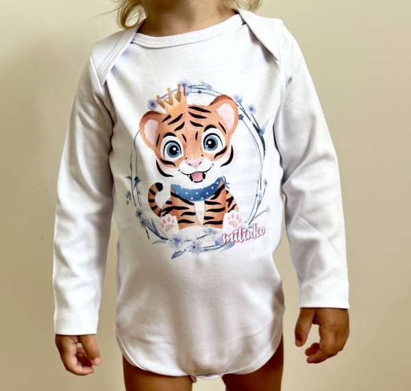 Egyedi baba body, hosszú ujjú- Cuki tigris Méret: 62 (2-4hó)