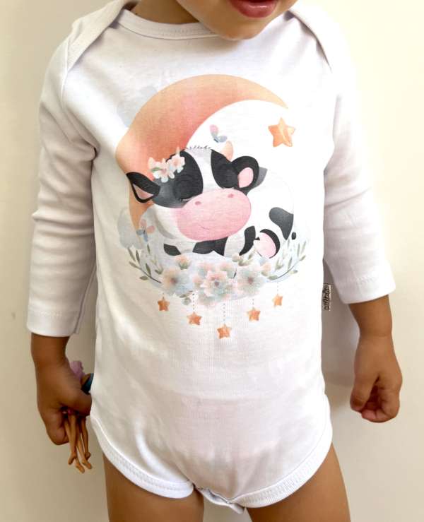 Egyedi baba body, hosszú ujjú- Alvó boci Méret: 74 (6-9hó)