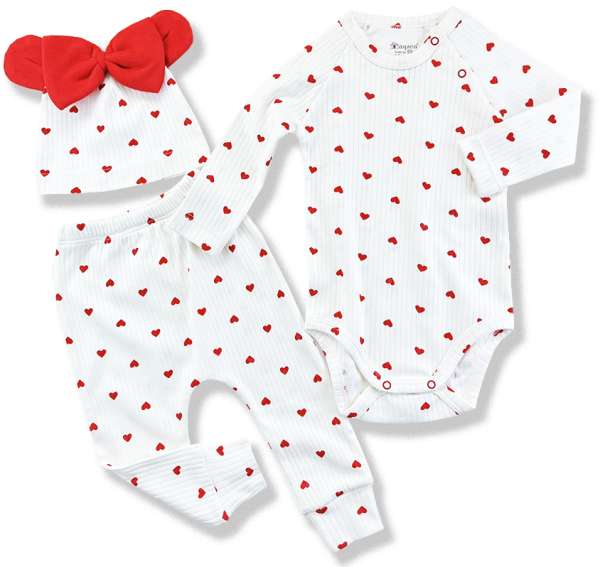 3részes babaruha szett- Szivecske Méret: 80 (9-12hó)