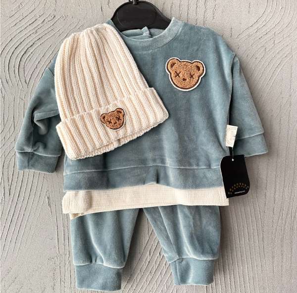 3részes babaruha szett- Pop, kék Méret: 74 (6-9hó)