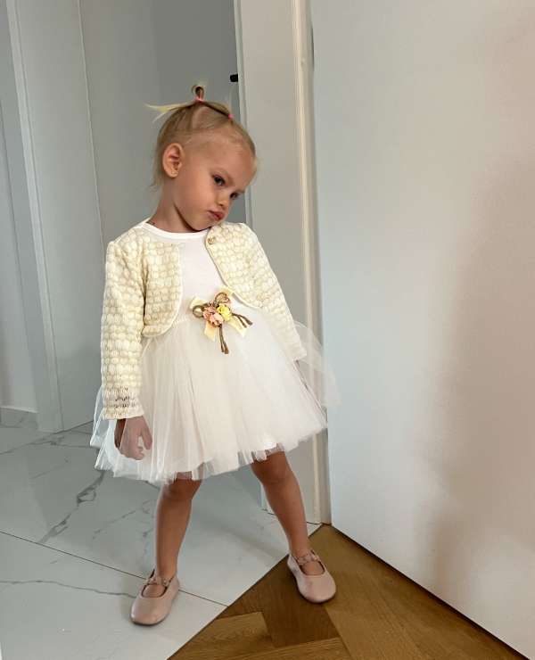 Alkalmi kislány ruha- Elegáns babaruha Méret: 80 (9-12hó)