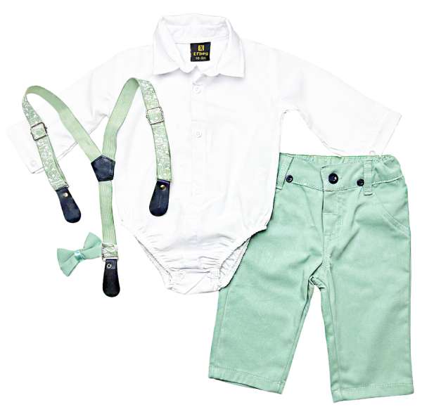 4részes elegáns fiús babaruha szett- Divat Méret: 80 (9-12hó)