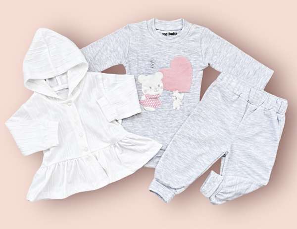 3részes babaruha szett - szivecske Méret: 74 (6-9hó)