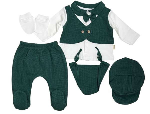 5 részes elegáns babaruha - Divat, sötétzöld Méret: 56-62