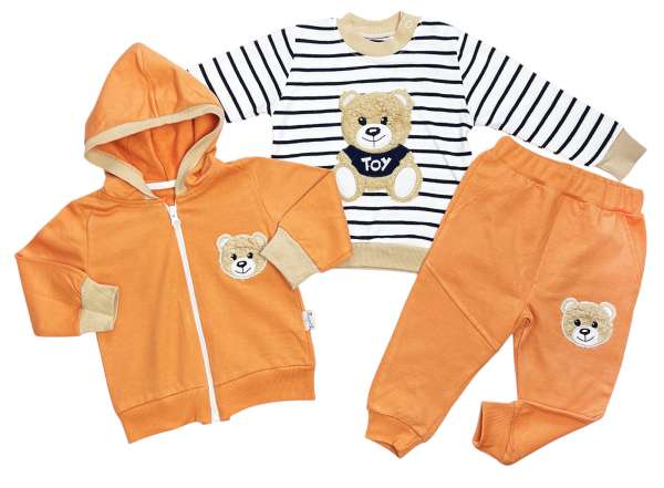 3 részes baba- és gyerekszett - Teddy, narancssárga Méret: 80 (9-12hó)