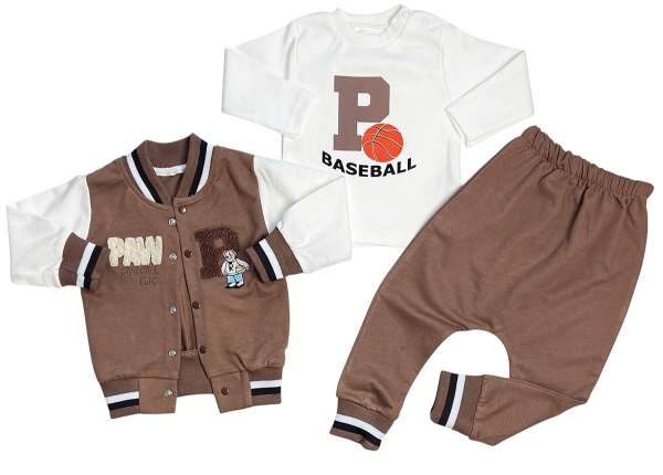 3részes babaruha szett- Divat, barna Méret: 74 (6-9hó)