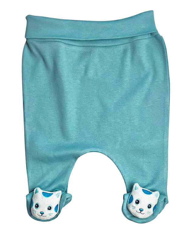 Lábfejes pamut nadrág-3D Macskával Méret: 3-6 hónap