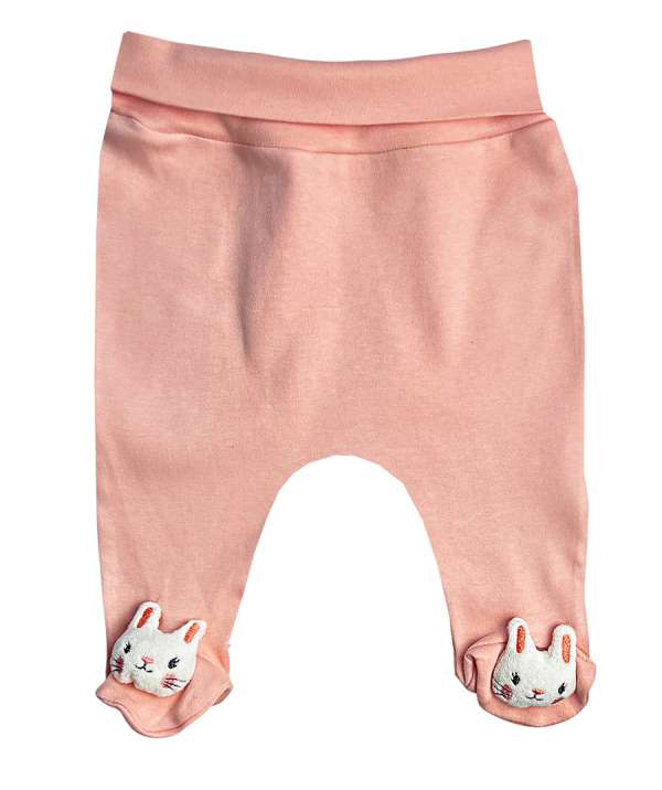 Lábfejes pamut nadrág-3D Nyuszival Méret: 3-6 hónap