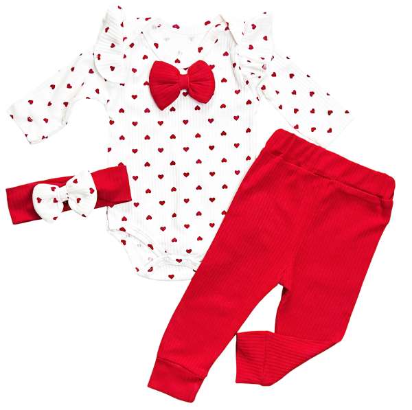 3 részes babaruha szett – szivecskés Méret: 56-62