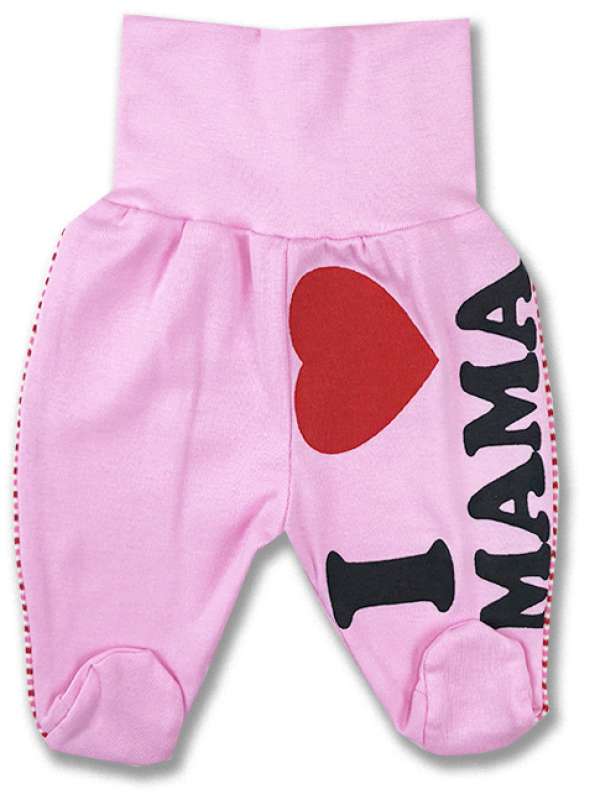 lábfejes pamut baba nadrág - Mama, rózsaszín Méret: 62 (2-4hó)