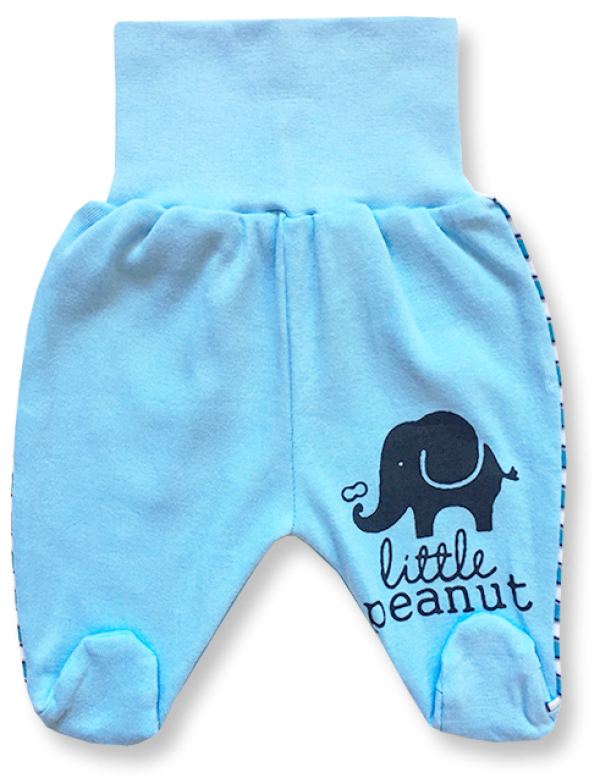 Lábfejes pamut baba nadrág - Elefánt, kék Méret: 68 (4-6hó)