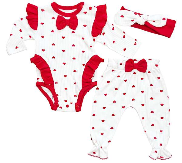 3 részes babaruha szett – Szivecske Méret: 68 (4-6hó)