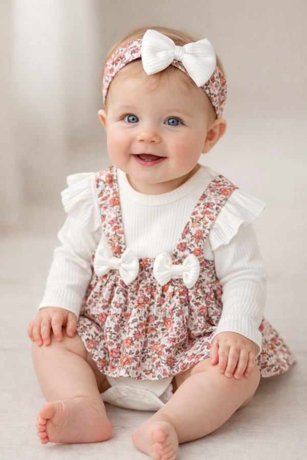 3 részes szett babáknak – Virágmintás Méret: 3-6 hónap