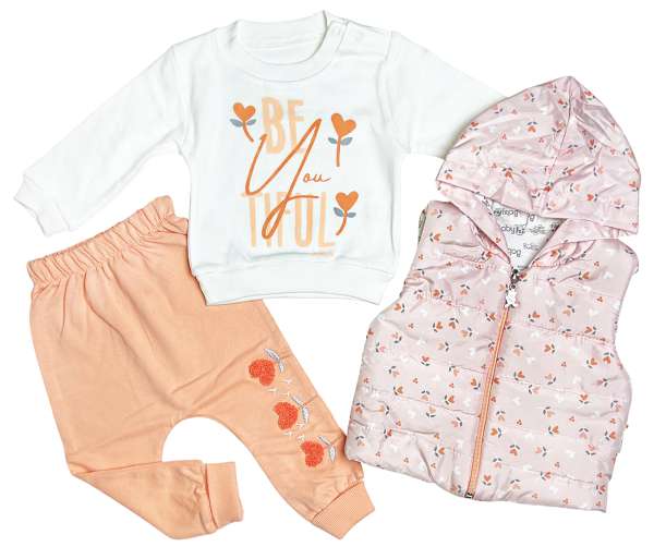 3-részes babaruha szett- Virágok Méret: 74 (6-9hó)