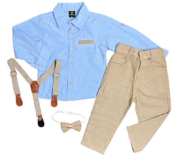 4részes elegáns fiús gyerekruha szett - kék-bézs Méret: 6 éves