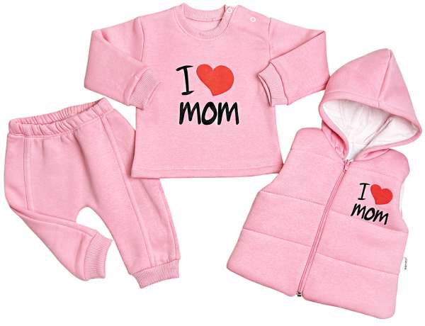 3 részes meleg gyerek szett – Anyuci, világos rózsaszín Méret: 74 (6-9hó)