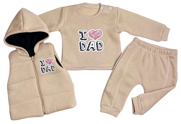 3 részes meleg gyerek szett – Apa, bézs Méret: 74 (6-9hó)