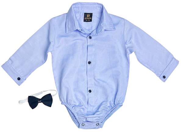Ünnepi babaszett – ing csokornyakkendővel, kék Méret: 80 (9-12hó)