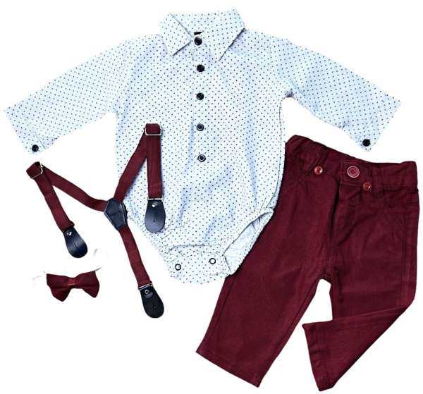 4részes elegáns fiús babaruha szett- Divat Méret: 80 (9-12hó)