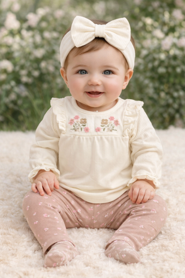 3 részes baba szett – Virágok Méret: 86 (12-18hó)