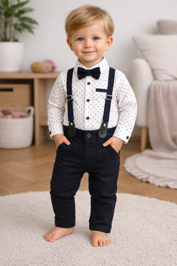 4részes elegáns fiús gyerekruha szett- Divat, s.kék Méret: 3 éves