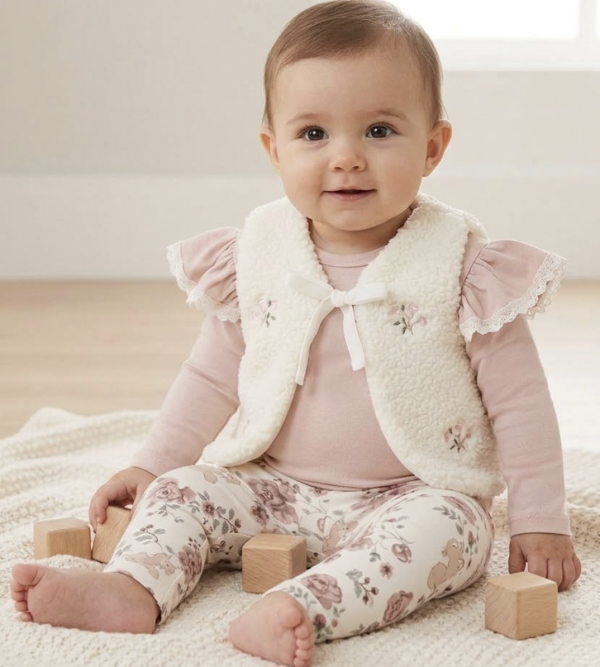 3 részes babaszett – Virágok Méret: 68 (4-6hó)