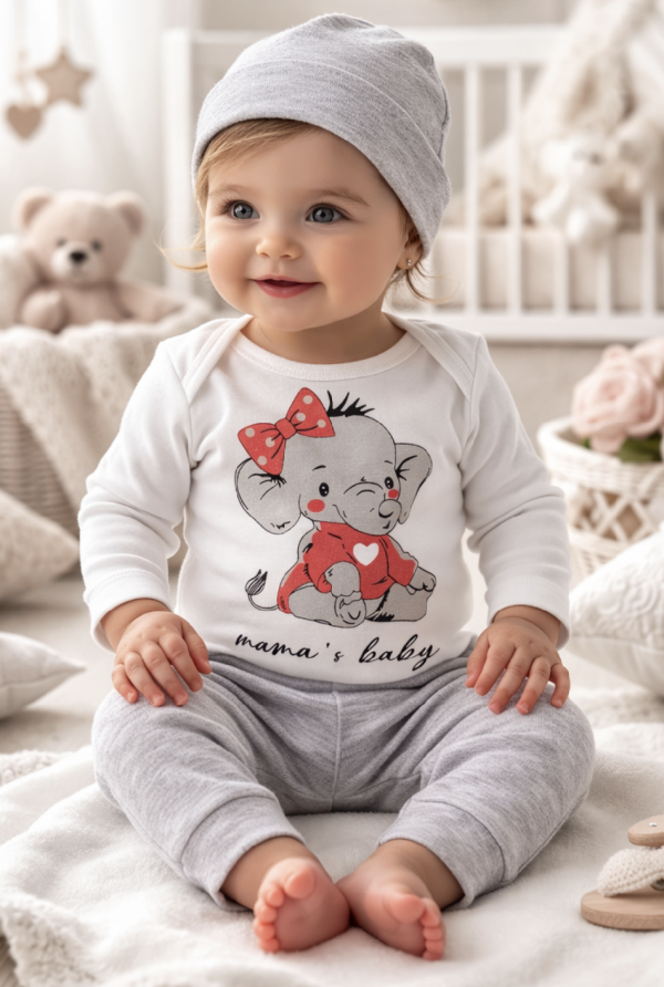 3 részes szett babáknak – Elefánt Méret: 3-6 hónap