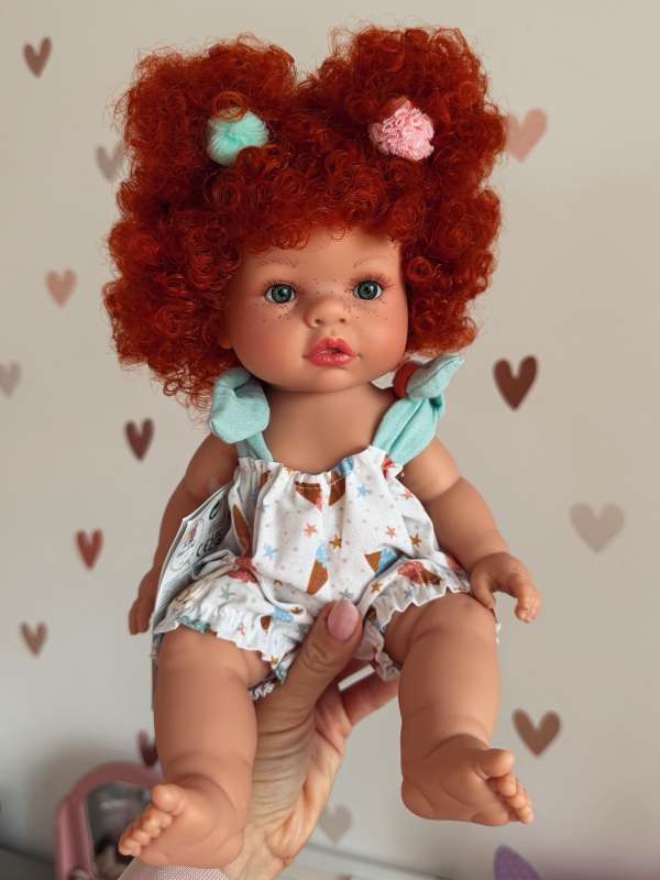 Kézműves spanyol baba- Anna, vöröshajú Joy 37cm